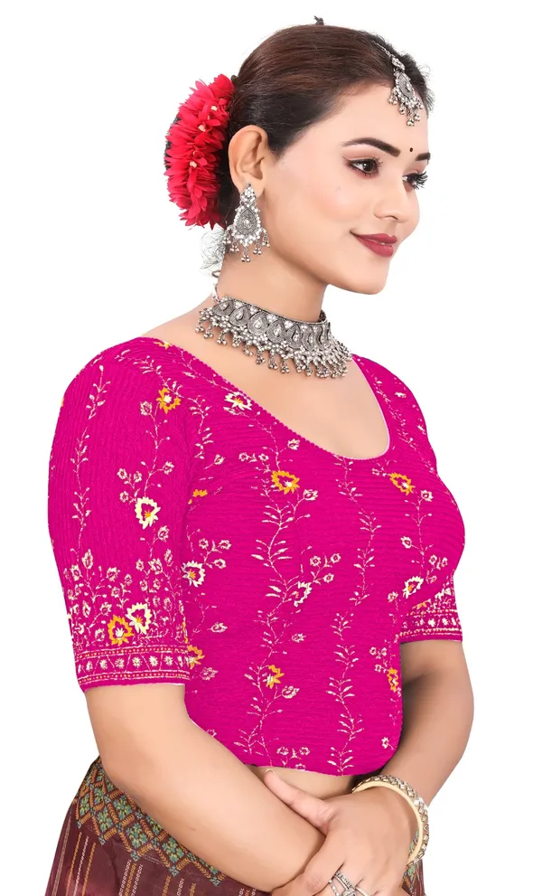 Pink_Cotton_Crinkle_Floral_Embroidered_Round_Neck_Blouse_For_Women