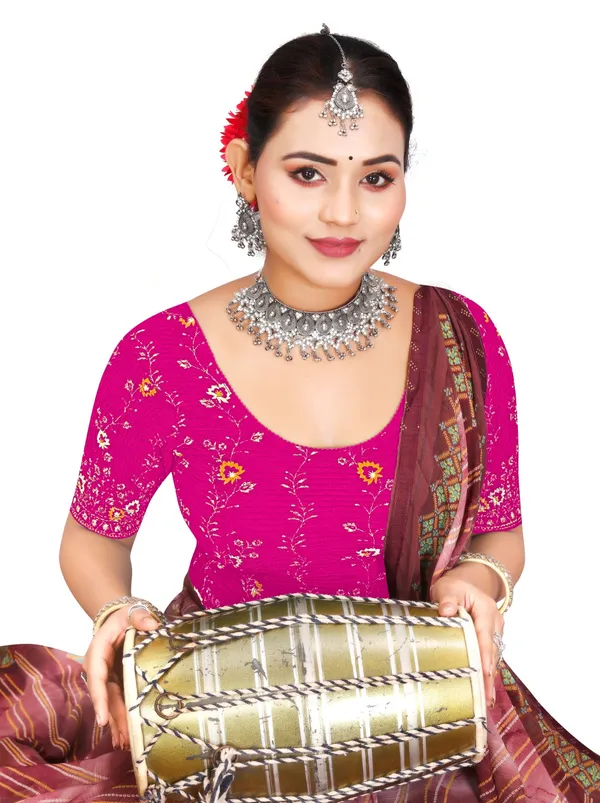 Pink_Cotton_Crinkle_Floral_Embroidered_Round_Neck_Blouse_For_Women