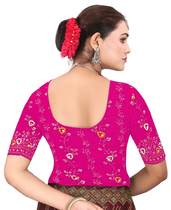 Pink_Cotton_Crinkle_Floral_Embroidered_Round_Neck_Blouse_For_Women