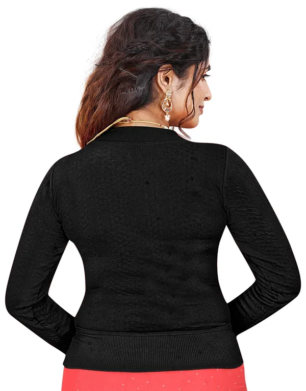 Black_Women's_Cotton_Blend_Stretchable_Full_Sleeve_Blouse_–_Round_Neck