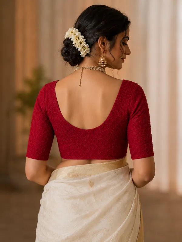 Maroon_Cotton_Embroidered_Sweetheart_Neck_Saree_Blouse_For_Women