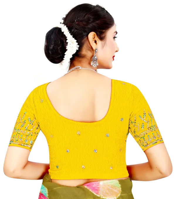 Yellow_Cotton_Crinkle_Sequin_Mirror_Embroidered_Saree_Blouse_For_Women