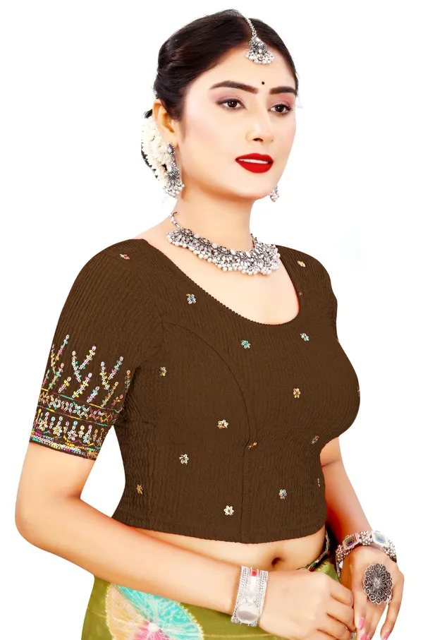 Brown_Cotton_Crinkle_Sequin_Embroidered_Blouse_For_Women