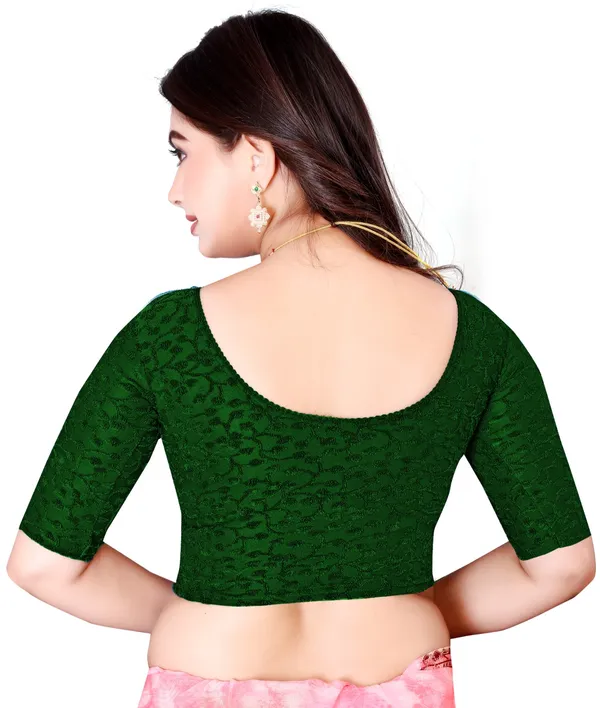 Green_Cotton_Jacquard_Deep_Round_Neck_Saree_Blouse_For_Women