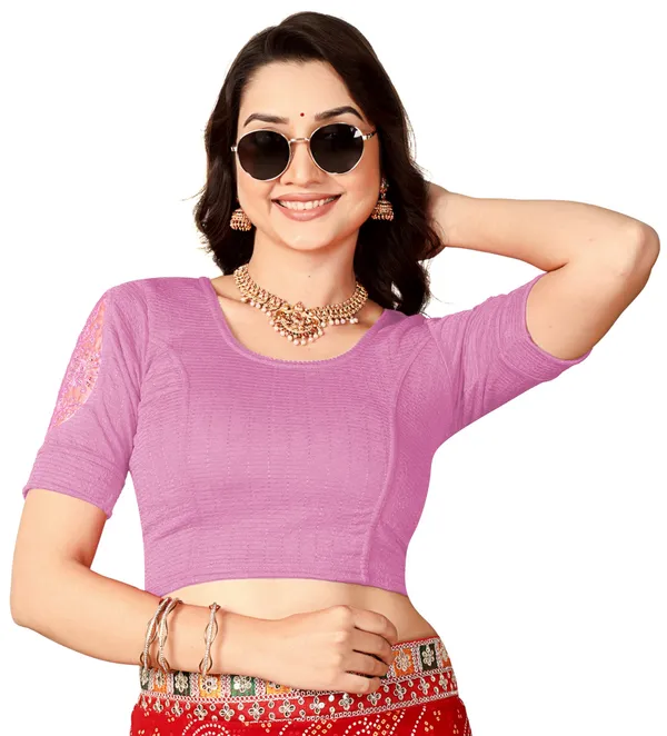 Purple_Cotton_Lace_Detail_Round_Neck_Saree_Blouse_For_Women