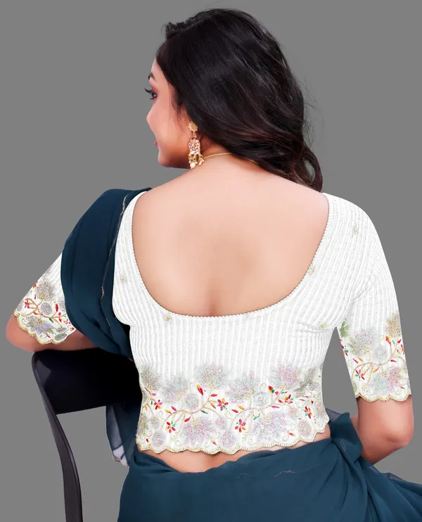White_Cotton_Embroidered_Sequin_Half_Sleeve_Blouse_For_Women