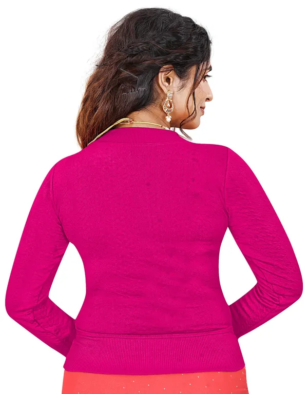 Pink_Women's_Cotton_Blend_Stretchable_Full_Sleeve_Blouse_–_Round_Neck