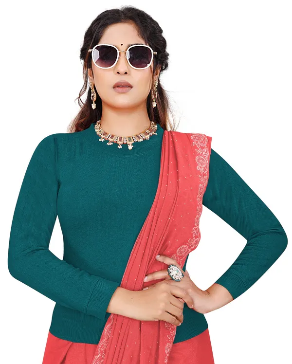 Premium_Lycra_Stretchable_Round_Neck_Blouse_for_Saree_-_morpich