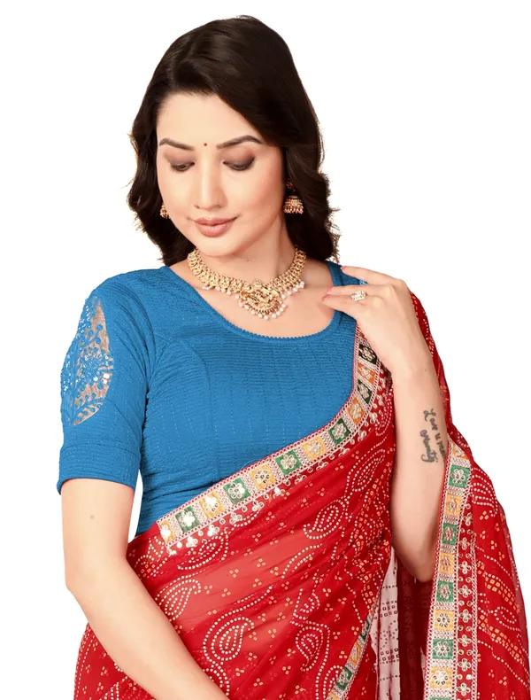 Blue_Cotton_Embroidered_Sequin_Round_Neck_Blouse_For_Women