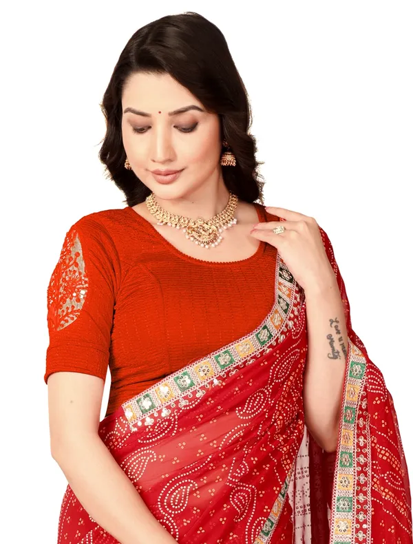 Red_Cotton_Sequin_Embroidered_Net_Sleeve_Saree_Blouse_For_Women