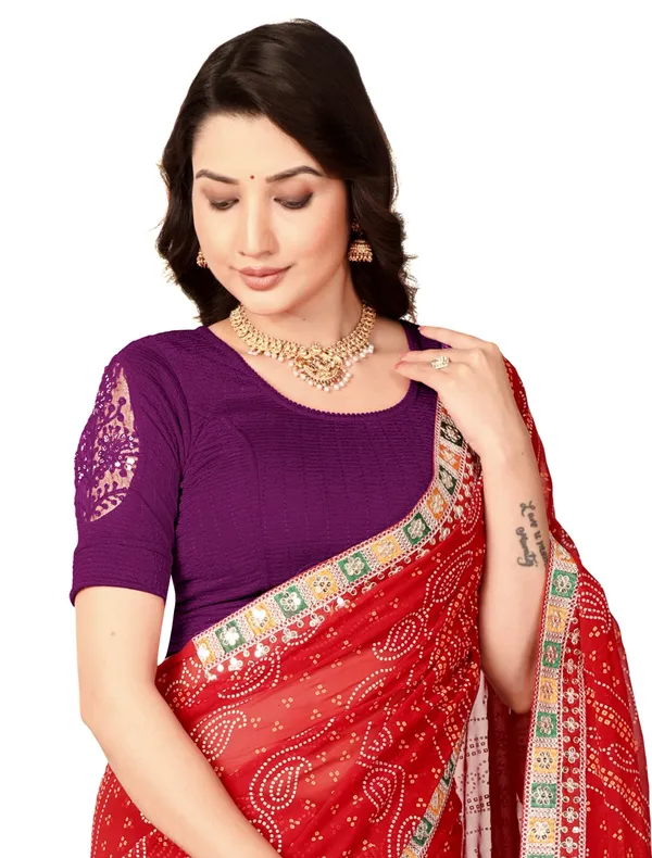 Purple_Cotton_Textured_Lace_Sleeve_Saree_Blouse_For_Women