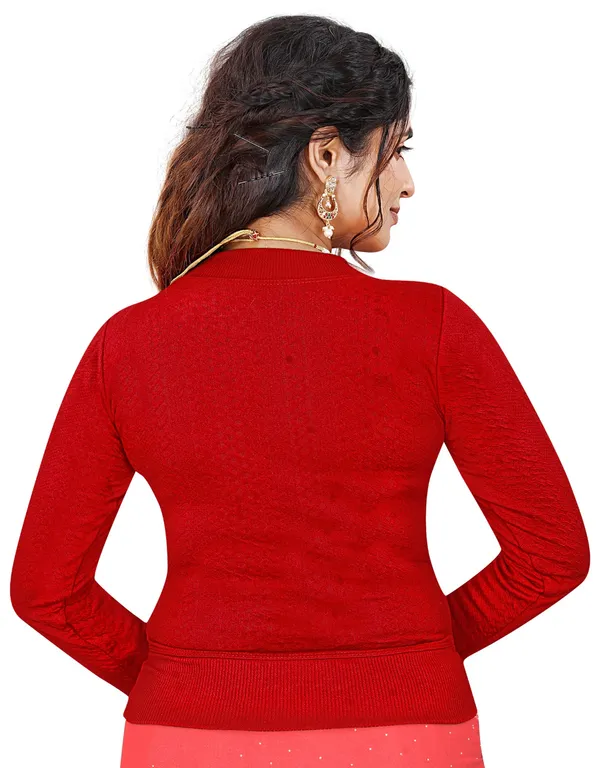 Red_Women's_Cotton_Blend_Stretchable_Full_Sleeve_Blouse_–_Round_Neck