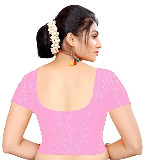 Pink_Cotton_Textured_Round_Neck_Deep_Back_Blouse_For_Women