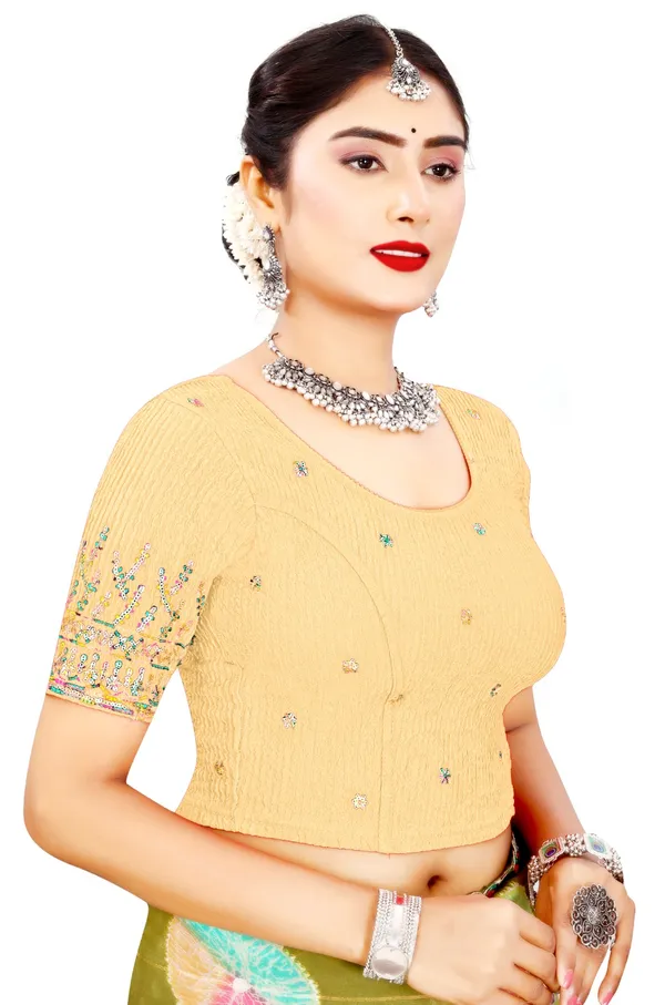 Yellow_Cotton_Embroidered_Mirror_Work_Saree_Blouse_For_Women