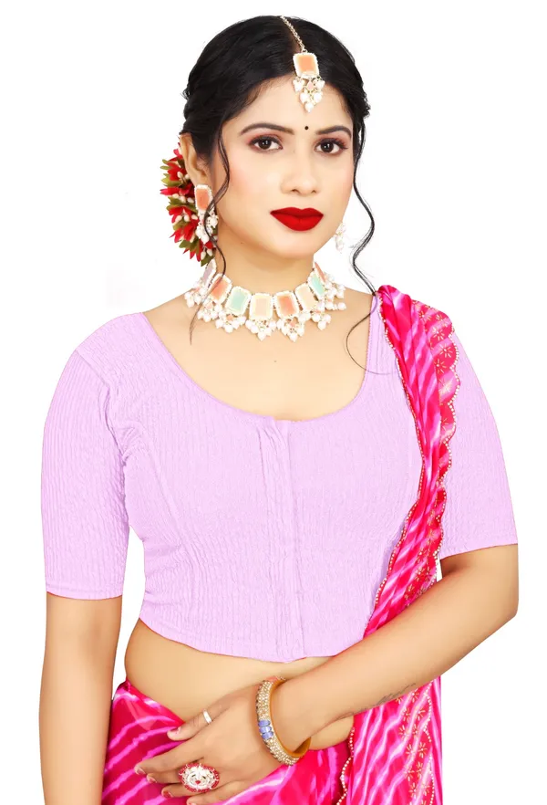 Lilac_Crinkle_Stretch_Front_Hook_Round_Neck_Saree_Blouse_For_Women