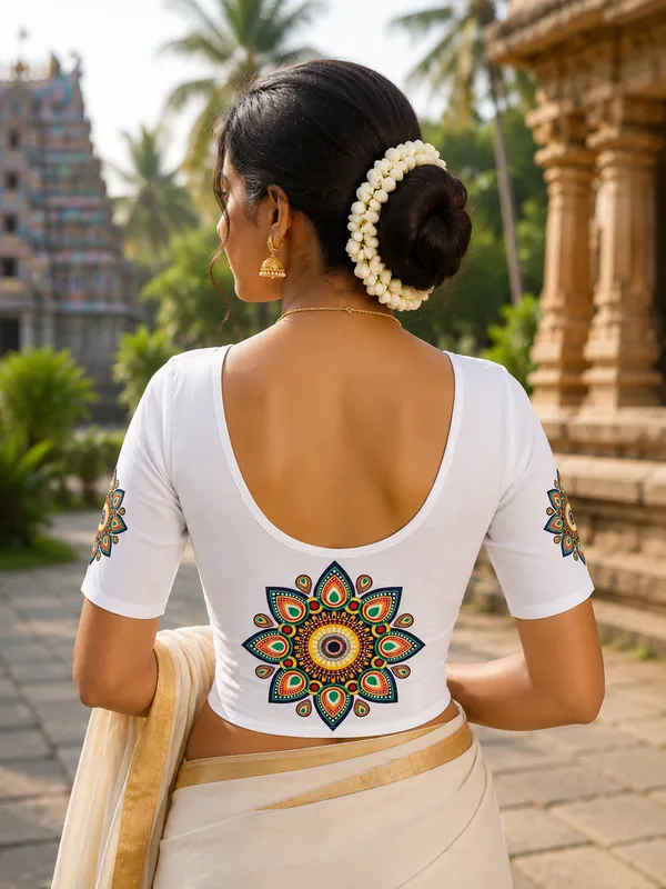 White__Traditional_DTF_Printed_Cotton_Stretchable_Blouse_for_Women