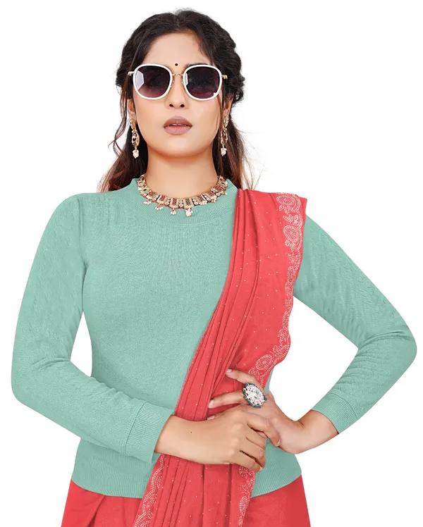 Women's_Cotton_Blend_Stretchable_Full_Sleeve_Blouse_–_Round_Neck