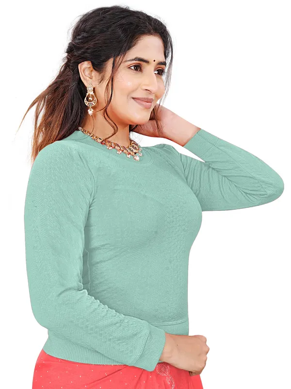 Women's_Cotton_Blend_Stretchable_Full_Sleeve_Blouse_–_Round_Neck