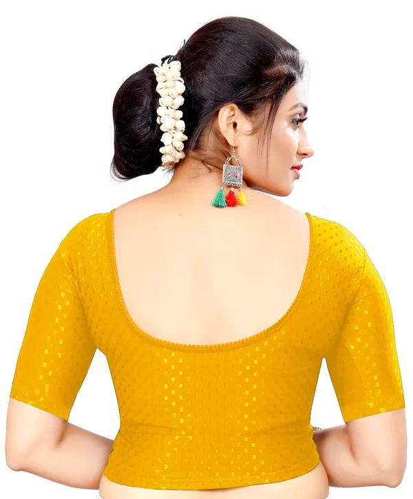Yellow_Cotton_Printed_Round_Neck_Half_Sleeve_Blouse_For_Women