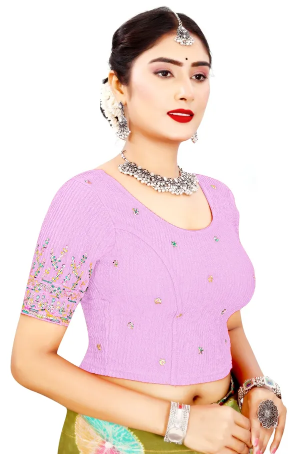 Lavender_Cotton_Crinkle_Sequin_Embroidered_Elbow_Sleeve_Blouse_For_Women