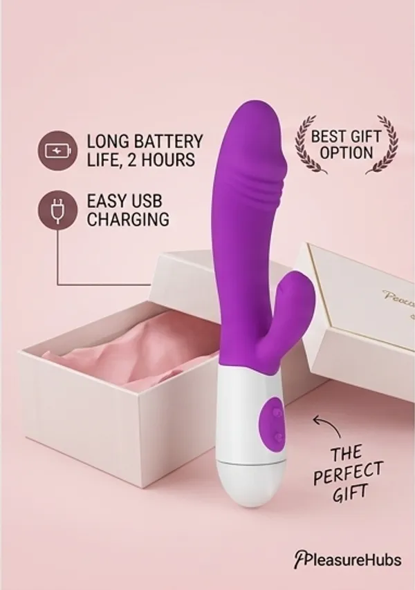 Pleasurehubs_Purple_Silicone_Dual_Stimulation_Rechargeable_Massager