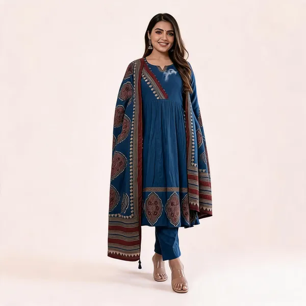 Blue_Cotton_Rayon_Printed_Anarkali_Kurta_Set_With_Dupatta_For_Women