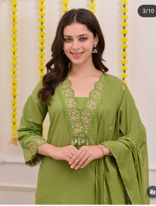 Green_Cotton_Rayon_Embroidered_Straight_Kurta_Set_With_Dupatta_For_Women
