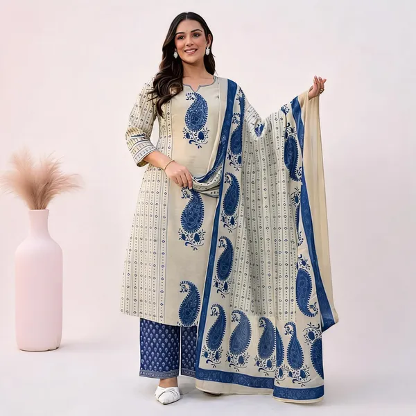 Blue_Cotton_Rayon_Paisley_Print_Straight_Kurta_Palazzo_Dupatta_Set_For_Women