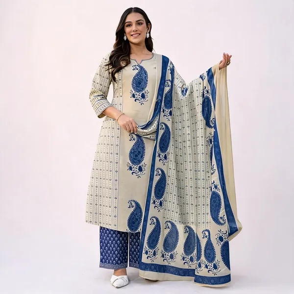 Blue_Cotton_Rayon_Paisley_Print_Straight_Kurta_Palazzo_Dupatta_Set_For_Women