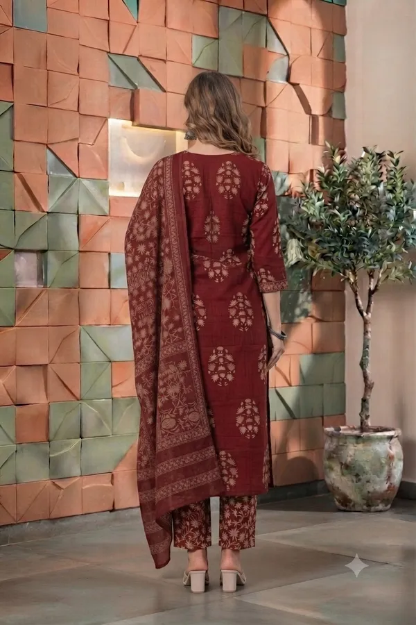 Maroon_Cotton_Rayon_Printed_Straight_Kurta_Palazzo_Set_For_Women