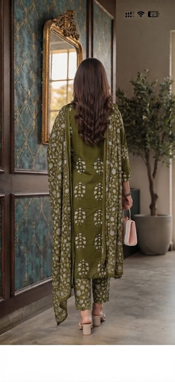 Green_Cotton_Rayon_Printed_Straight_Kurta_Pant_Set_With_Dupatta_For_Women
