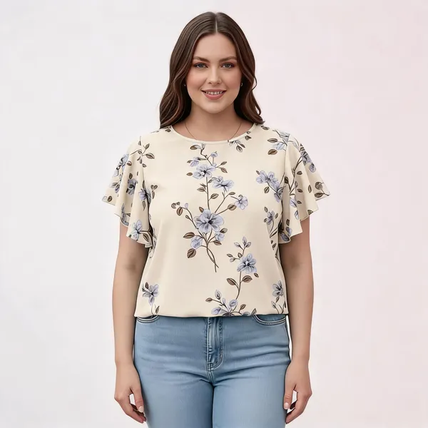 Cream_Cotton_Rayon_Floral_Print_Flutter_Sleeve_Top_For_Women