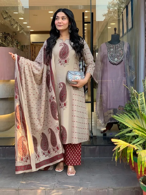 Beige_Cotton_Rayon_Paisley_Print_Straight_Kurta_Palazzo_Set_For_Women