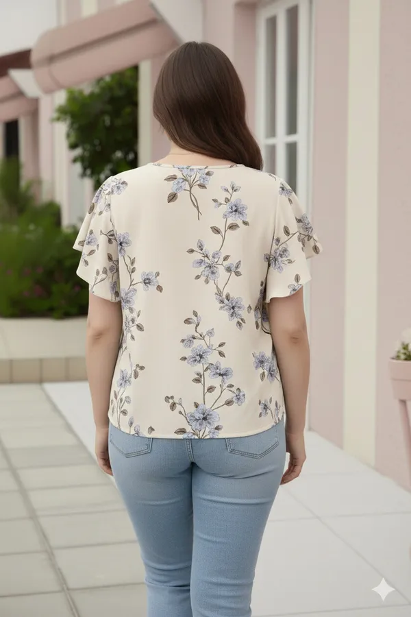Cream_Cotton_Rayon_Floral_Print_Flutter_Sleeve_Top_For_Women