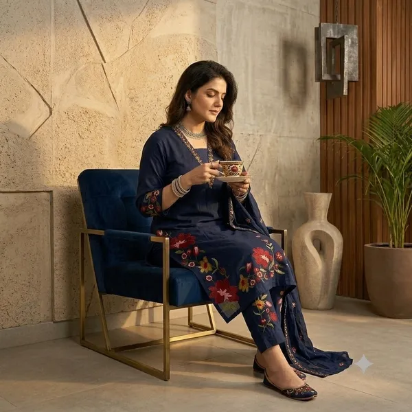 Navy_Blue_Cotton_Rayon_Floral_Embroidered_Straight_Kurta_Set_For_Women