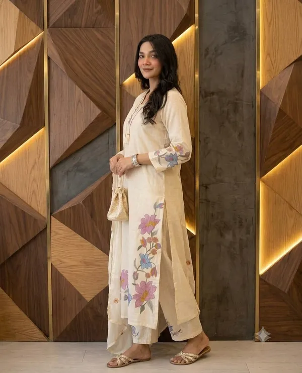 White_Cotton_Rayon_Floral_Print_Straight_Kurta_Set_For_Women