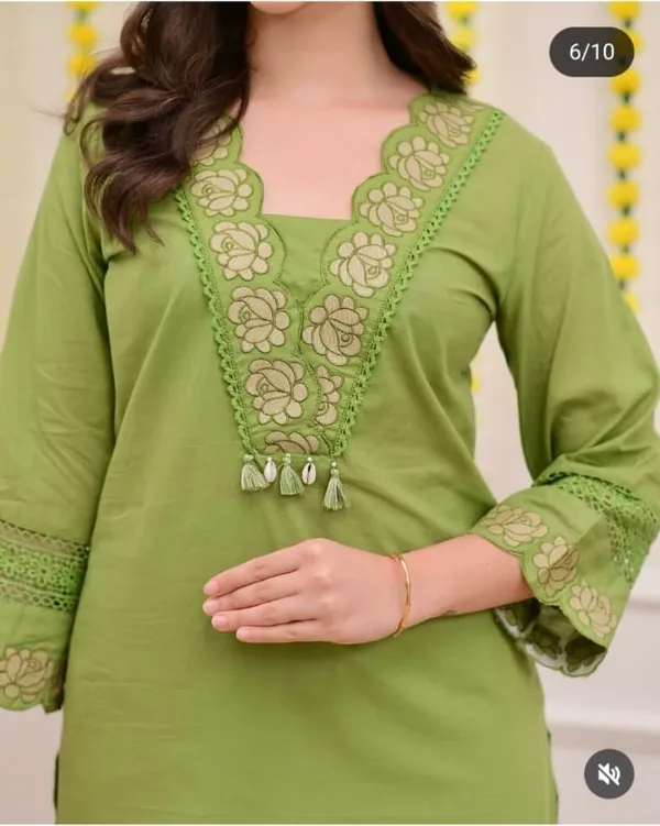 Green_Cotton_Rayon_Embroidered_Straight_Kurta_Set_With_Dupatta_For_Women