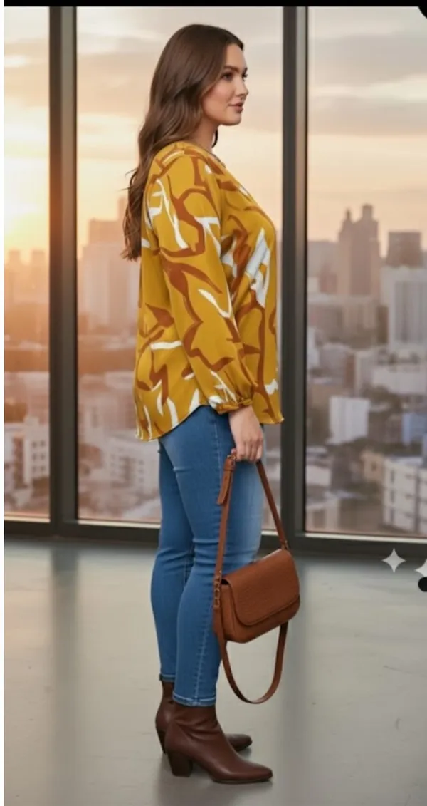 Yellow_Cotton_Rayon_Abstract_Print_Relaxed_Long_Sleeve_Top_For_Women