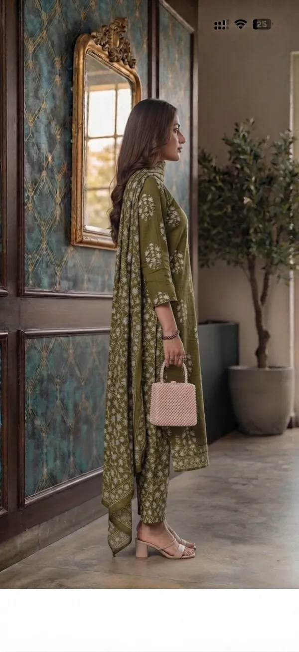 Green_Cotton_Rayon_Printed_Straight_Kurta_Pant_Set_With_Dupatta_For_Women