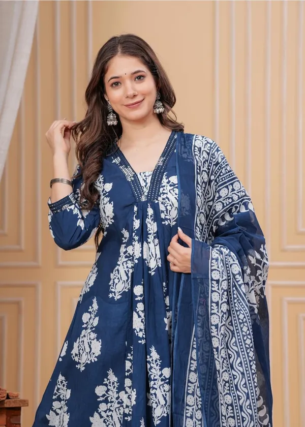 Royal_Blue_Cotton_Rayon_Printed_Anarkali_Kurta_With_Palazzo_And_Dupatta_For_Women