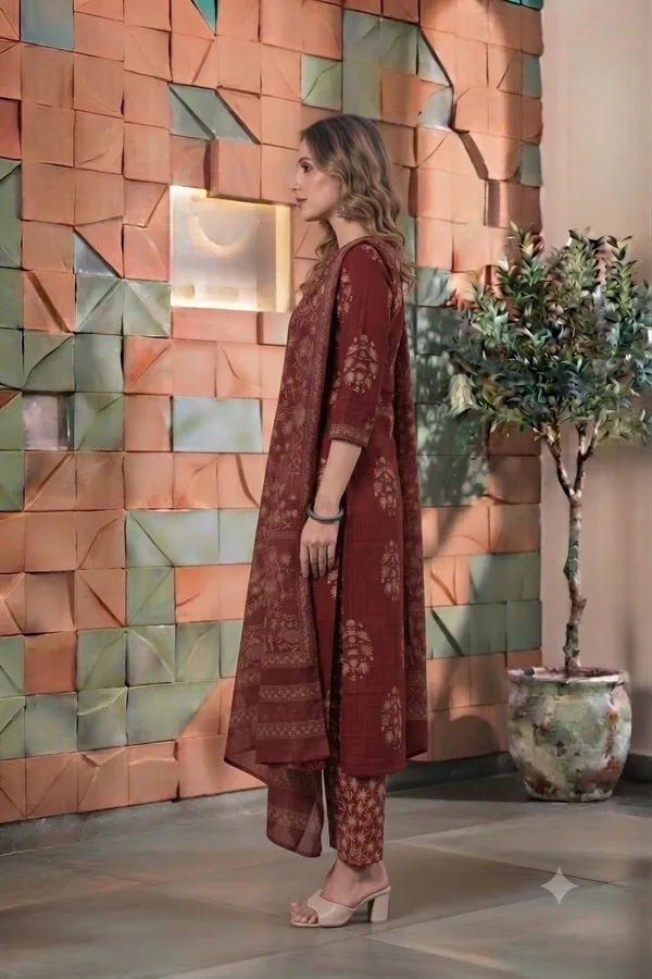 Maroon_Cotton_Rayon_Printed_Straight_Kurta_Palazzo_Set_For_Women