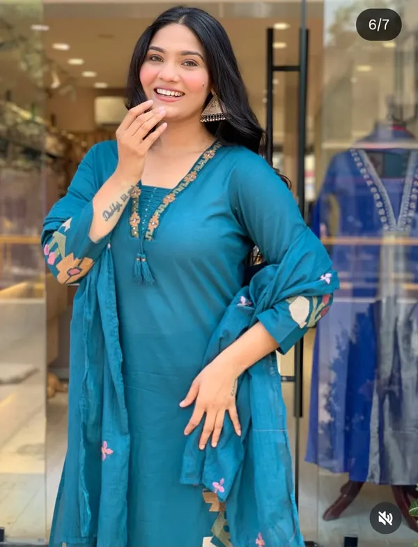 Teal_Cotton_Rayon_Embroidered_Straight_Kurta_Set_With_Dupatta_For_Women