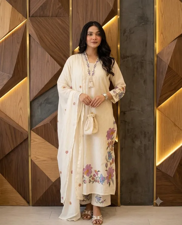 White_Cotton_Rayon_Floral_Print_Straight_Kurta_Set_For_Women