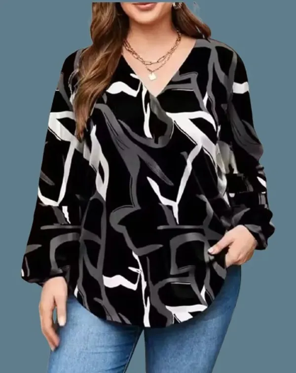 Black_Cotton_Rayon_Abstract_Print_V_Neck_Long_Sleeve_Plus_Size_Top_For_Women