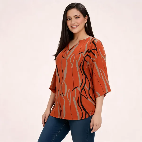Orange_Cotton_Rayon_Abstract_Print_V_Neck_Relaxed_Fit_Top_For_Women