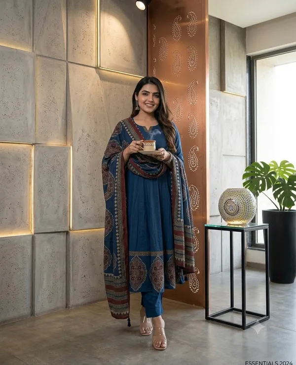 Blue_Cotton_Rayon_Printed_Anarkali_Kurta_Set_With_Dupatta_For_Women