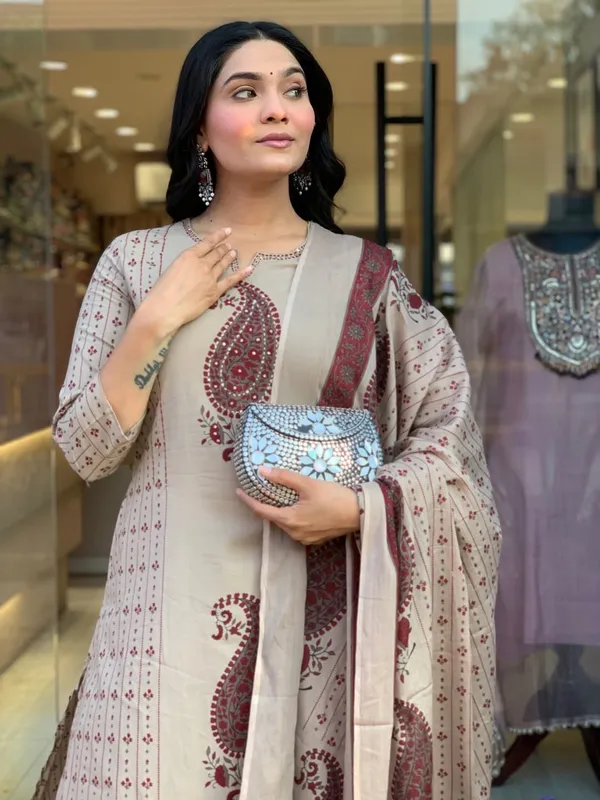 Beige_Cotton_Rayon_Paisley_Print_Straight_Kurta_Palazzo_Set_For_Women