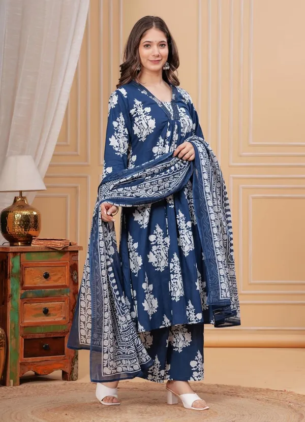 Royal_Blue_Cotton_Rayon_Printed_Anarkali_Kurta_With_Palazzo_And_Dupatta_For_Women