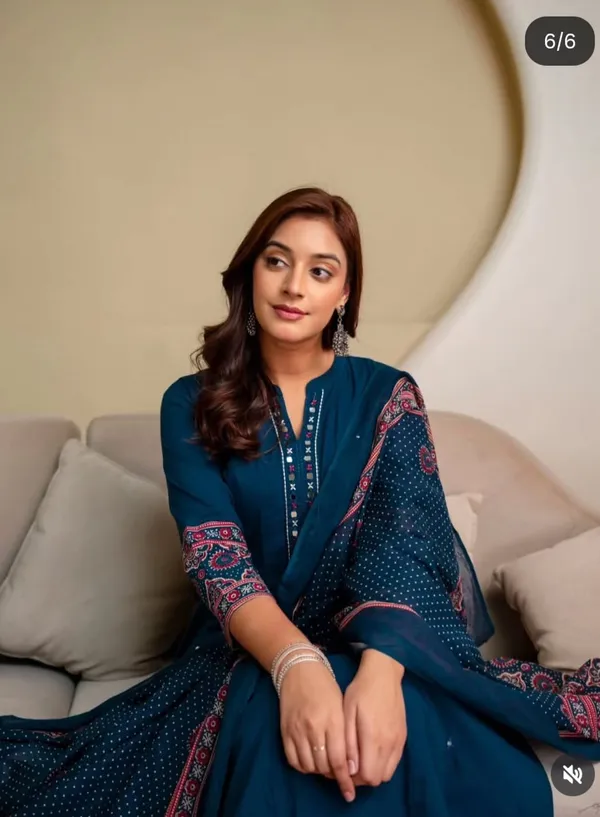 Blue_Cotton_Rayon_Printed_Anarkali_Kurta_With_Pant_And_Dupatta_For_Women