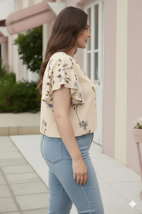 Cream_Cotton_Rayon_Floral_Print_Flutter_Sleeve_Top_For_Women
